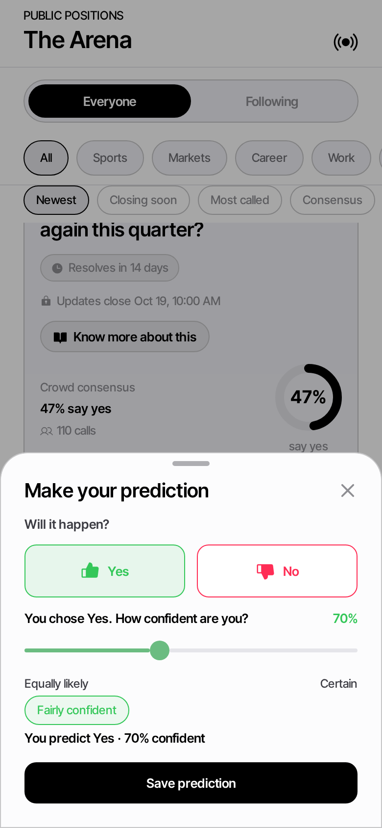Predict screen in TUSO