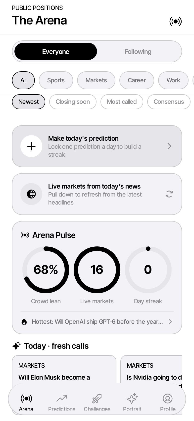 The Arena screen in TUSO